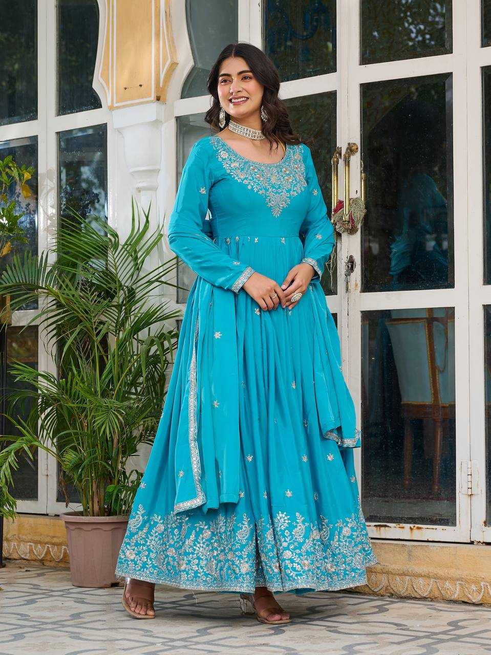 Assam Silk  Embroidery Gown