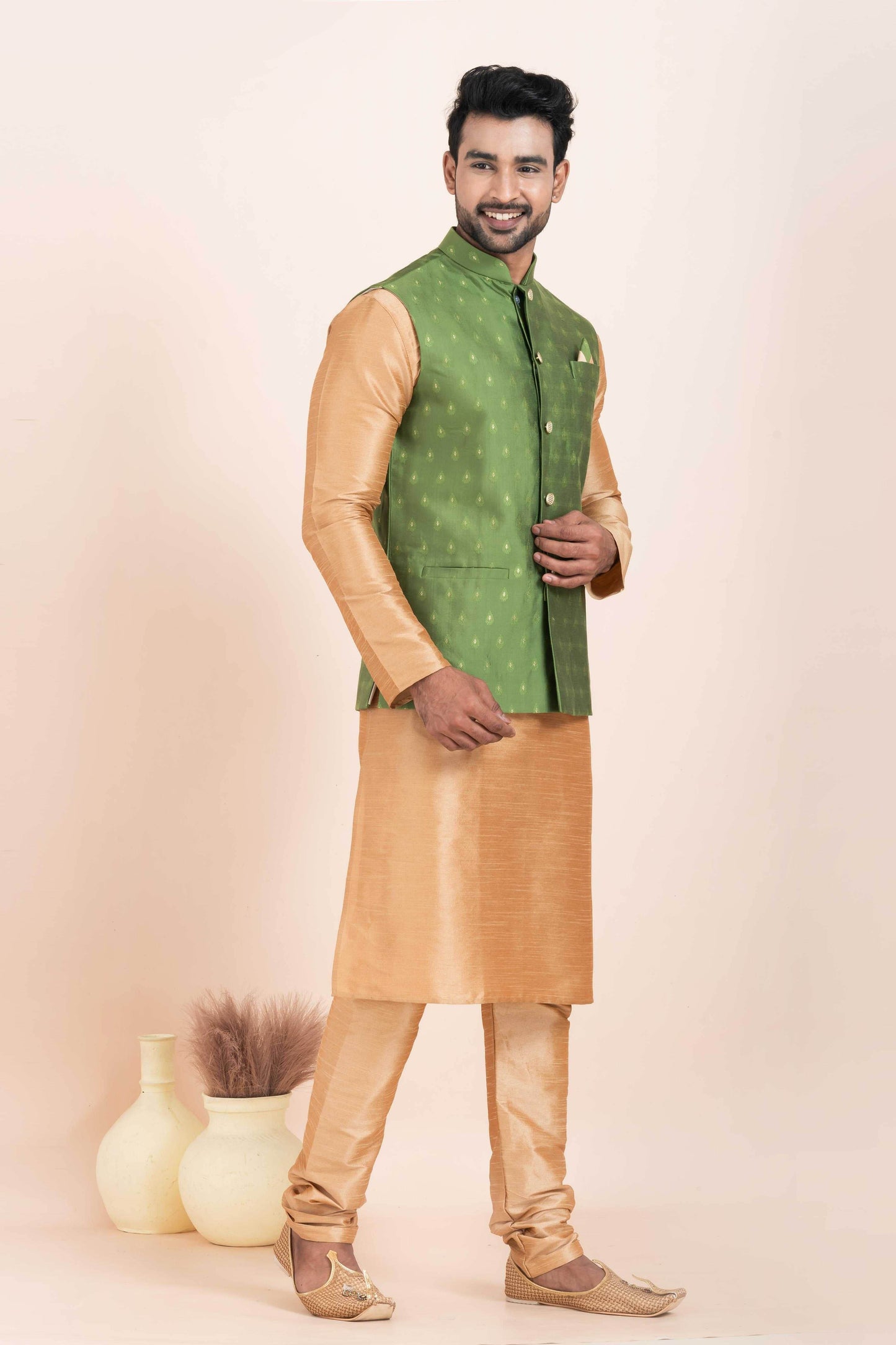Banarasi Soft Silk Nehru Jacket Manufacturer - MYLUXURY LANE ENTERPRISE
