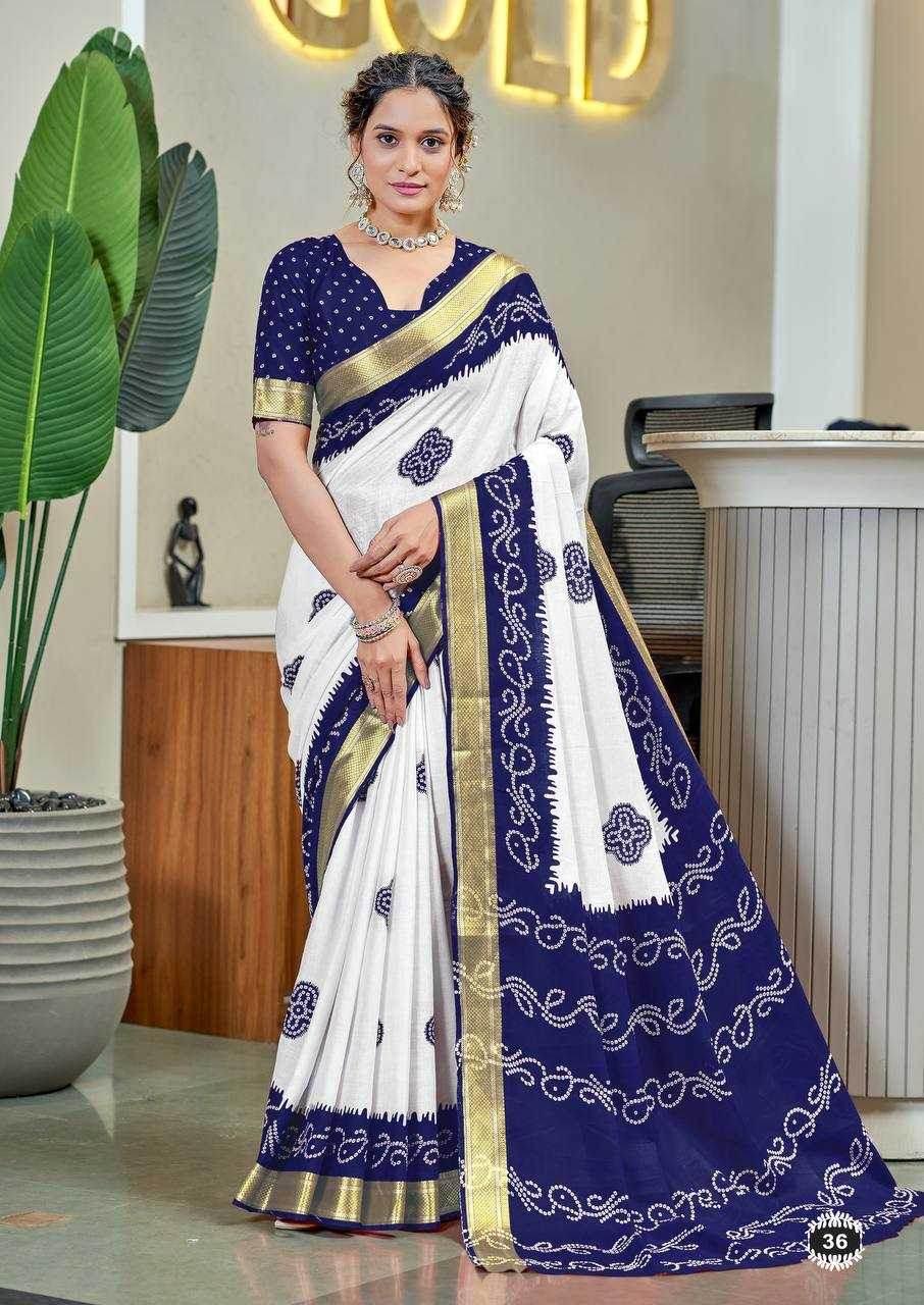 Bandhani Printed Cotton Sarees - MYLUXURY LANE ENTERPRISE
