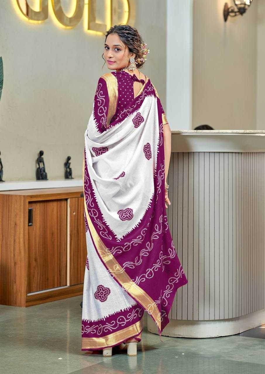 Bandhani Printed Cotton Sarees - MYLUXURY LANE ENTERPRISE