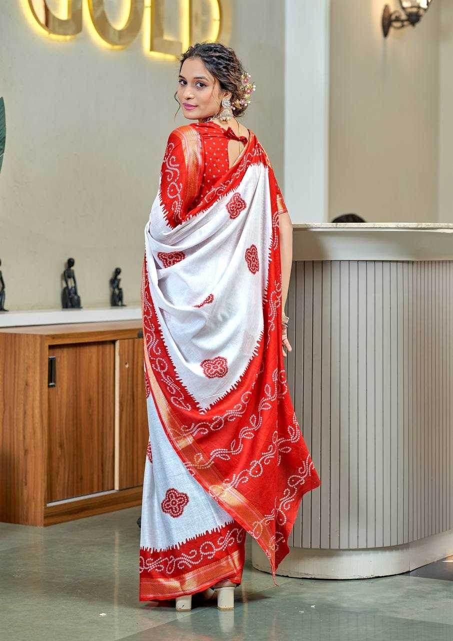 Bandhani Printed Cotton Sarees - MYLUXURY LANE ENTERPRISE