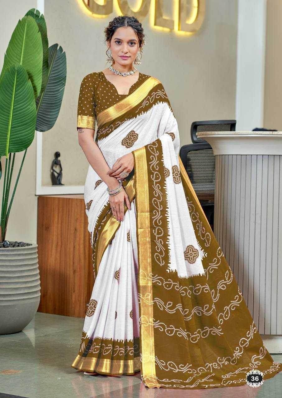 Bandhani Printed Cotton Sarees - MYLUXURY LANE ENTERPRISE