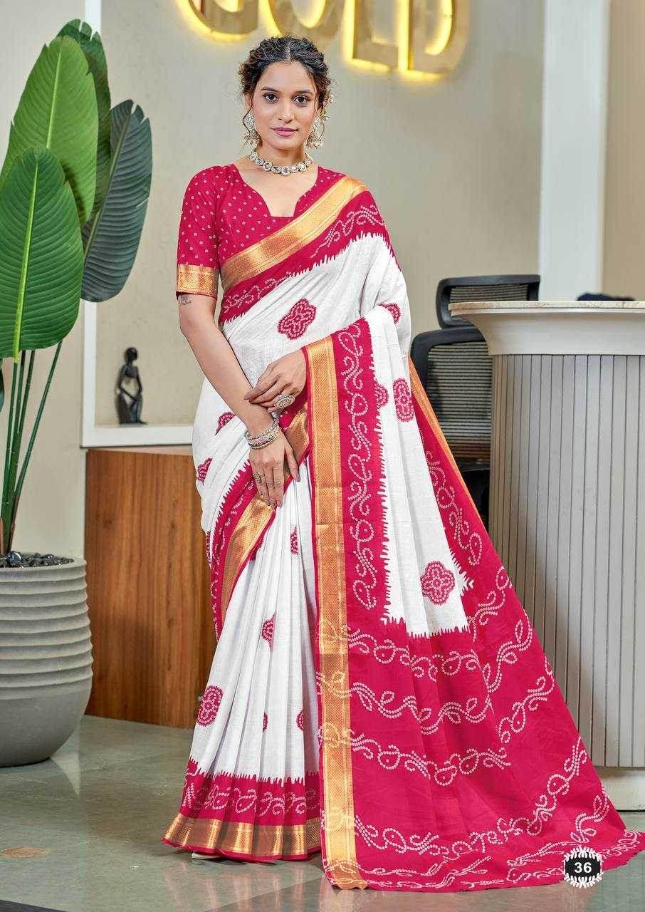 Bandhani Printed Cotton Sarees - MYLUXURY LANE ENTERPRISE