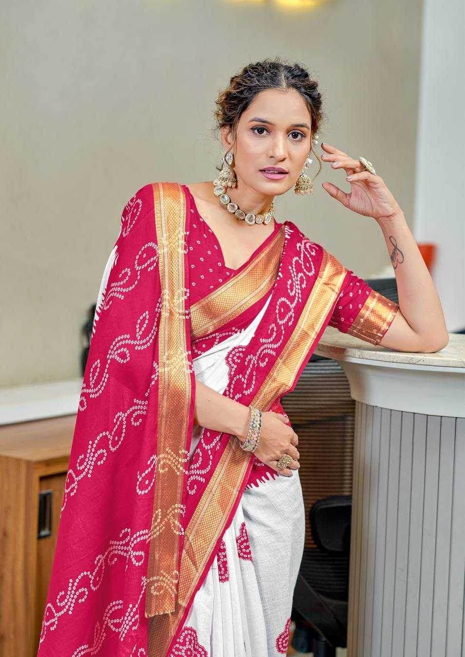 Bandhani Printed Cotton Sarees - MYLUXURY LANE ENTERPRISE