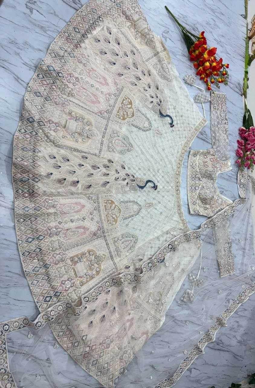 Butterfly Net Designe White Lehenga - MYLUXURY LANE ENTERPRISE