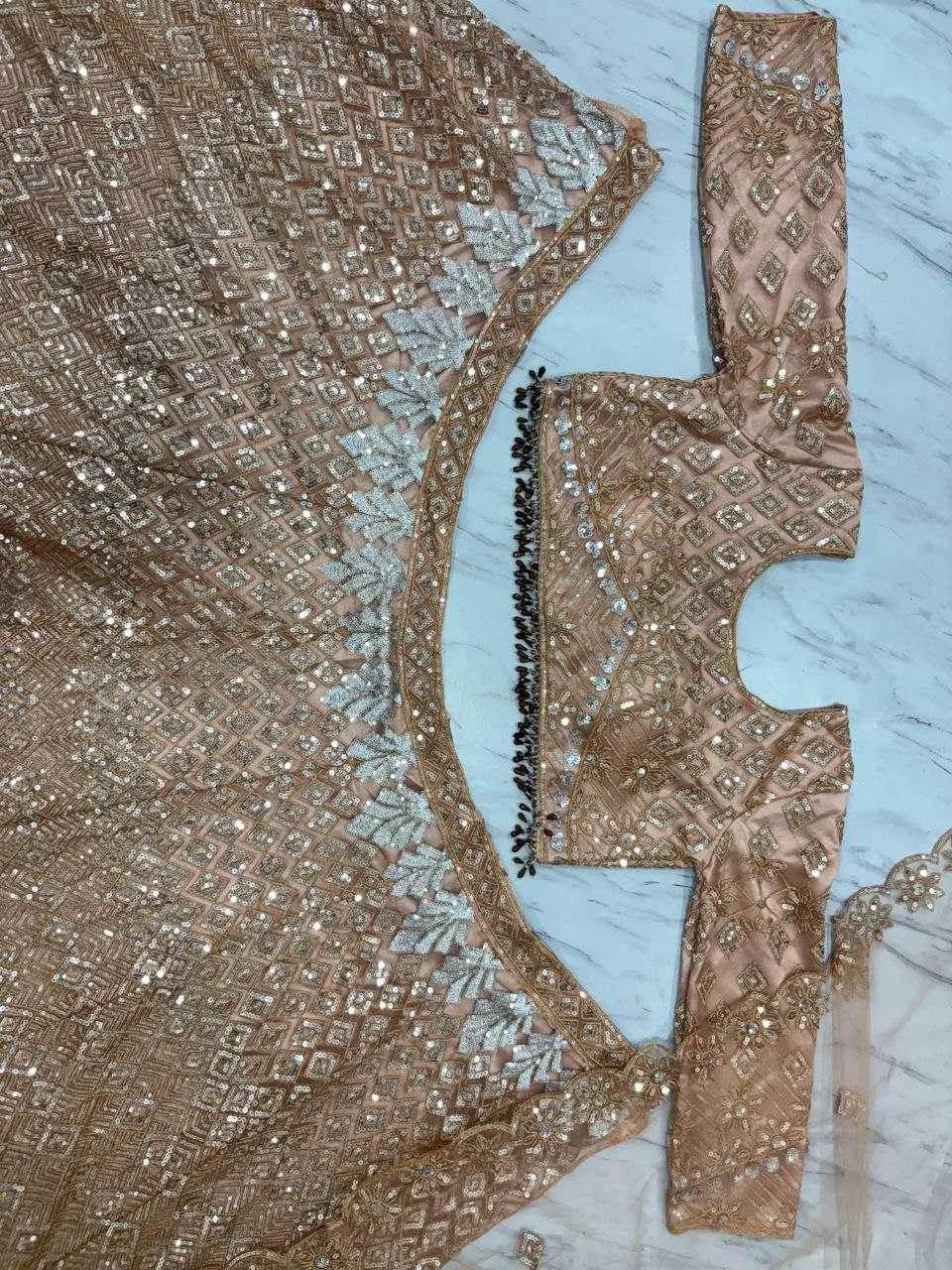 Butterfly Net Zari Work Sequins Lehenga - MYLUXURY LANE ENTERPRISE