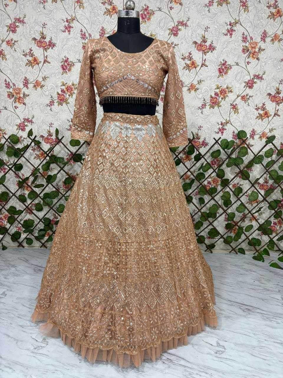 Butterfly Net Zari Work Sequins Lehenga - MYLUXURY LANE ENTERPRISE