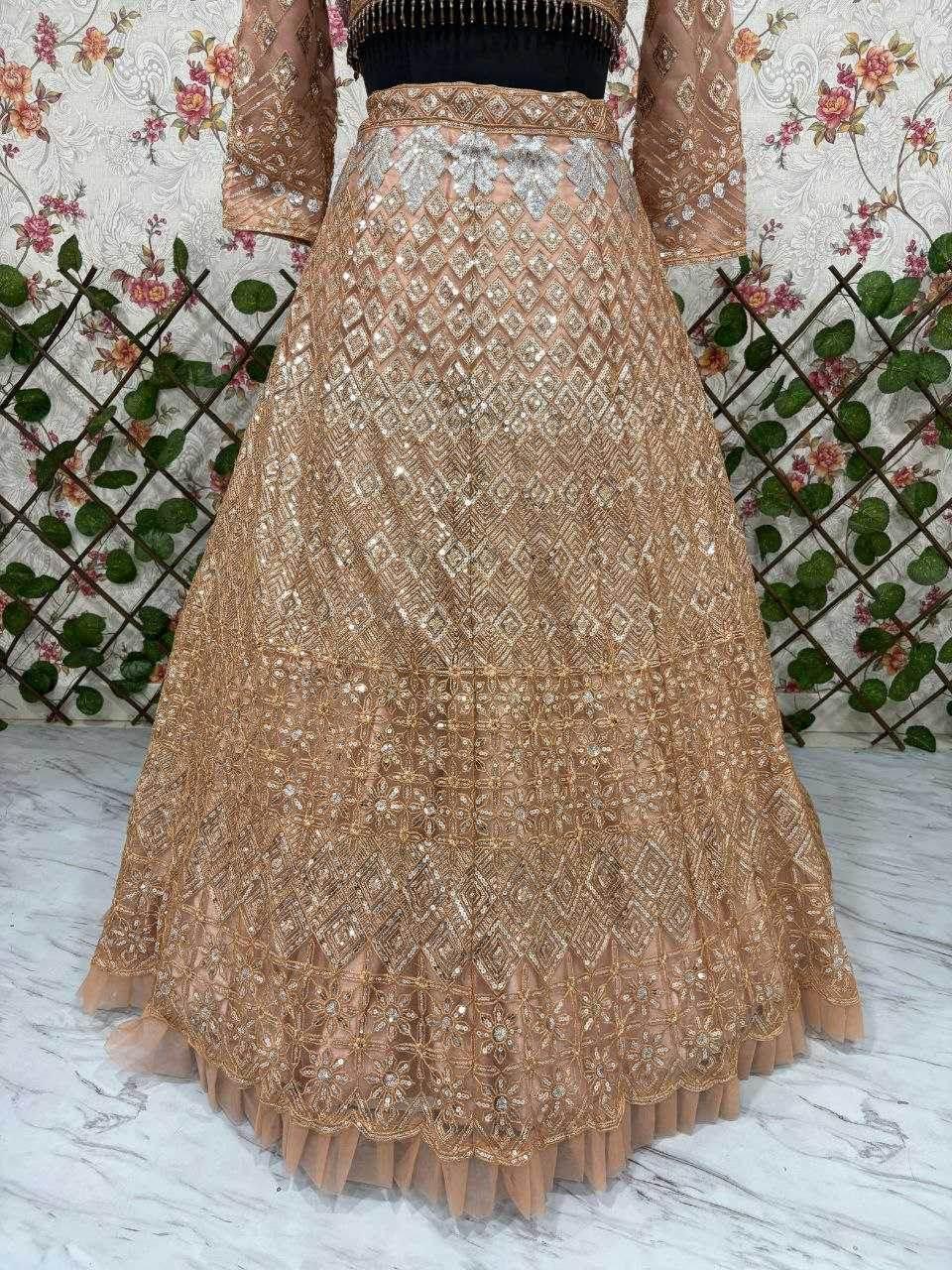 Butterfly Net Zari Work Sequins Lehenga - MYLUXURY LANE ENTERPRISE