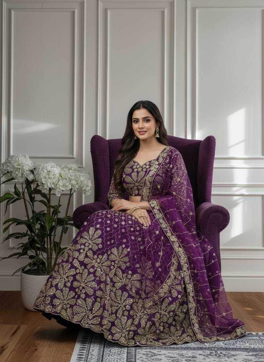 Butterfly Net Embroidered Lehenga - MYLUXURY LANE ENTERPRISE