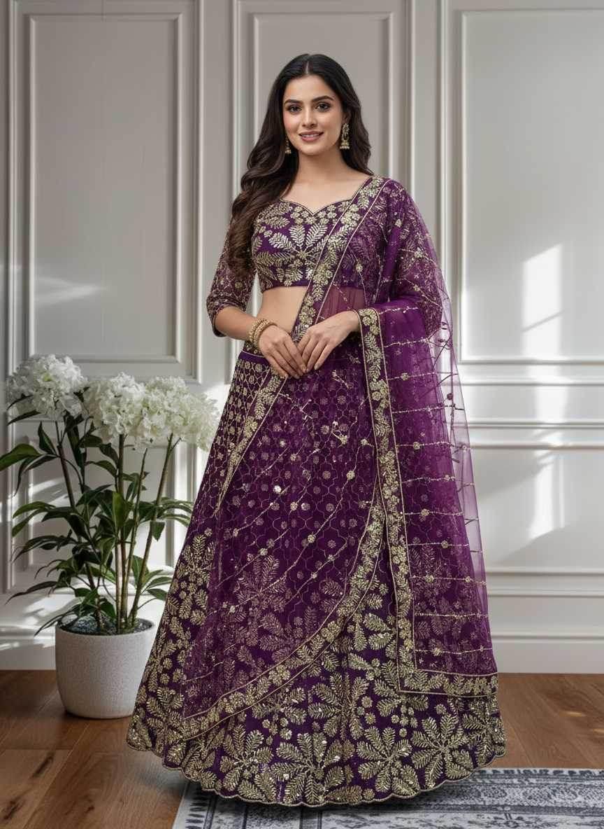 Butterfly Net Embroidered Lehenga - MYLUXURY LANE ENTERPRISE