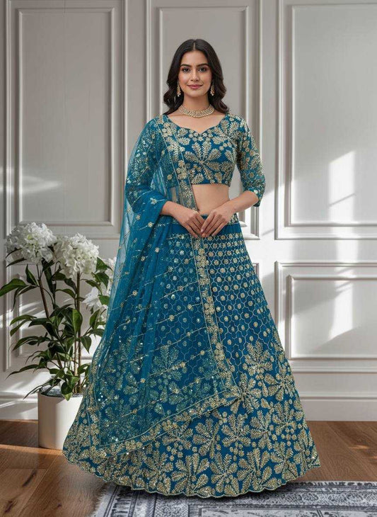Butterfly Net  Embroidered Lehenga