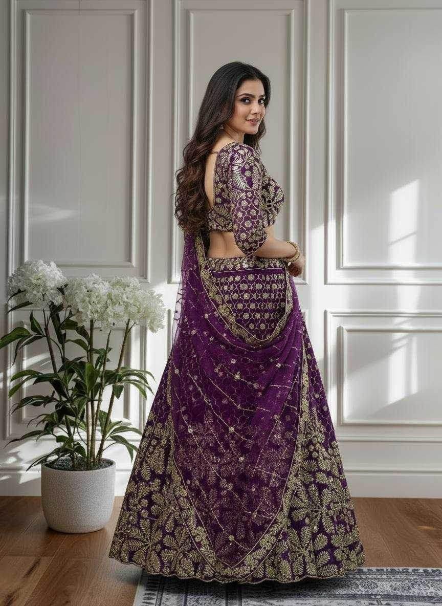 Butterfly Net Embroidered Lehenga - MYLUXURY LANE ENTERPRISE