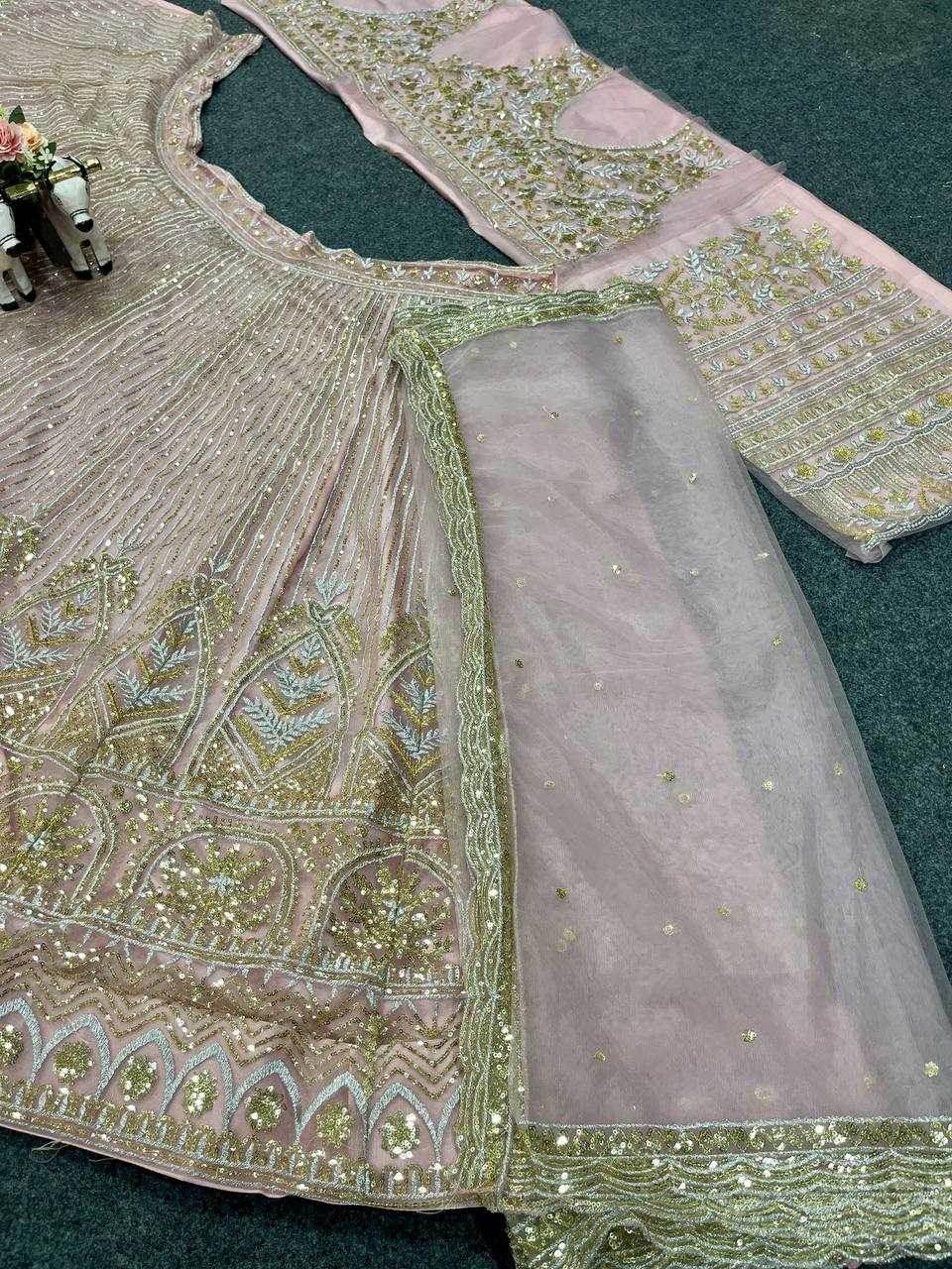 Butterfly Designer Embroidered Sequins Lehenga - MYLUXURY LANE ENTERPRISE