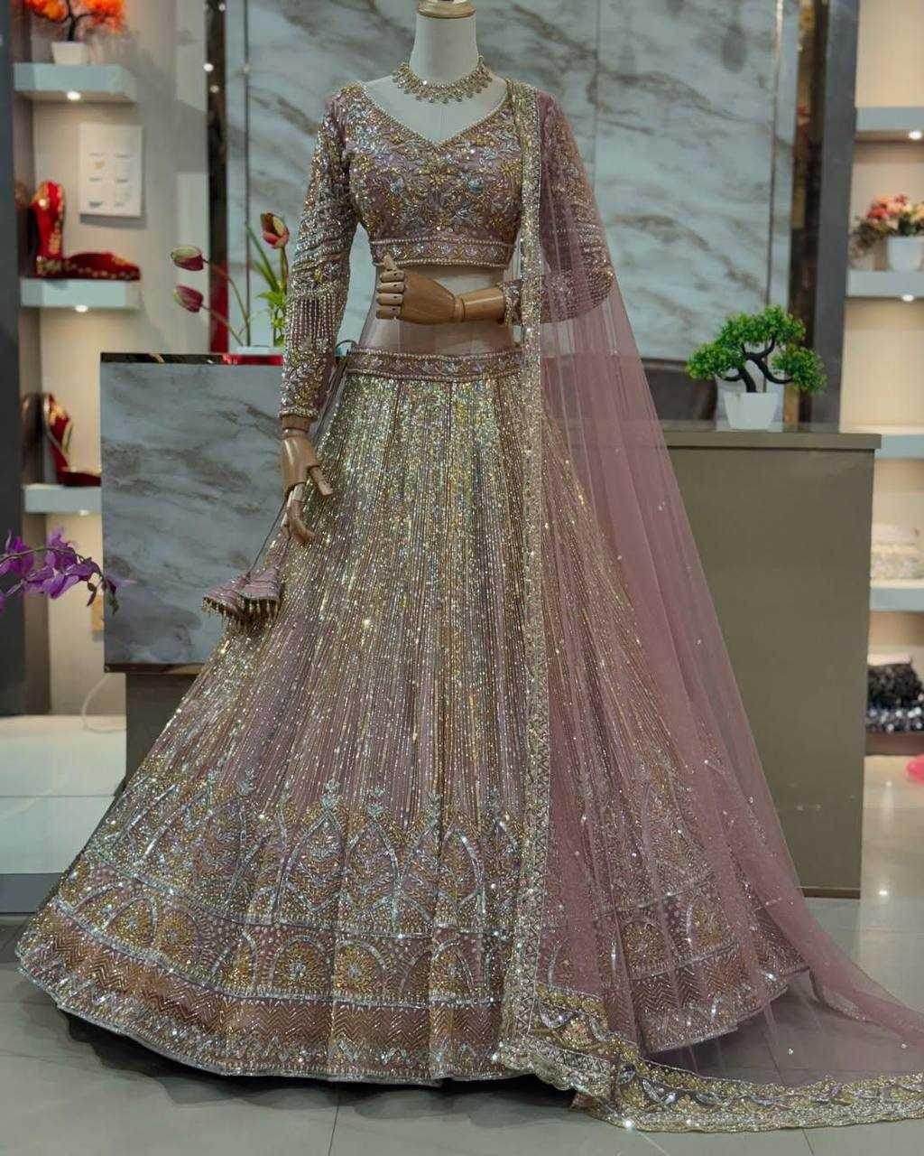 Butterfly Designer Embroidered Sequins Lehenga - MYLUXURY LANE ENTERPRISE