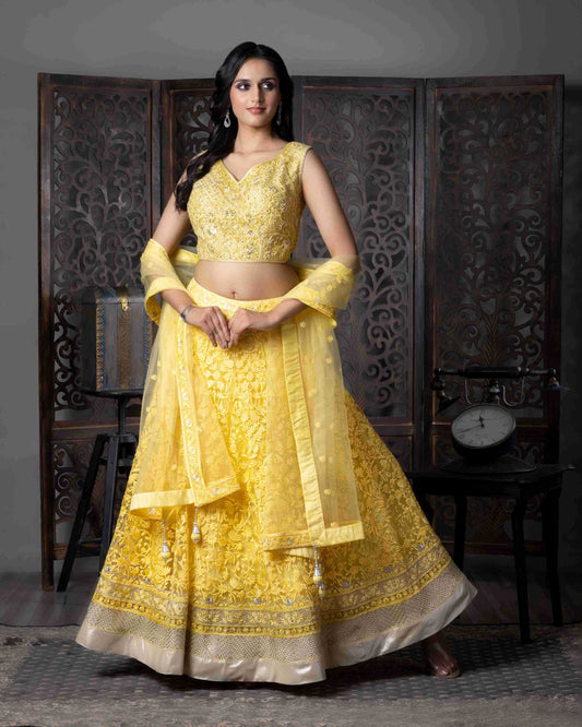 Butterfly Net  Haldi Lehenga  Outfit