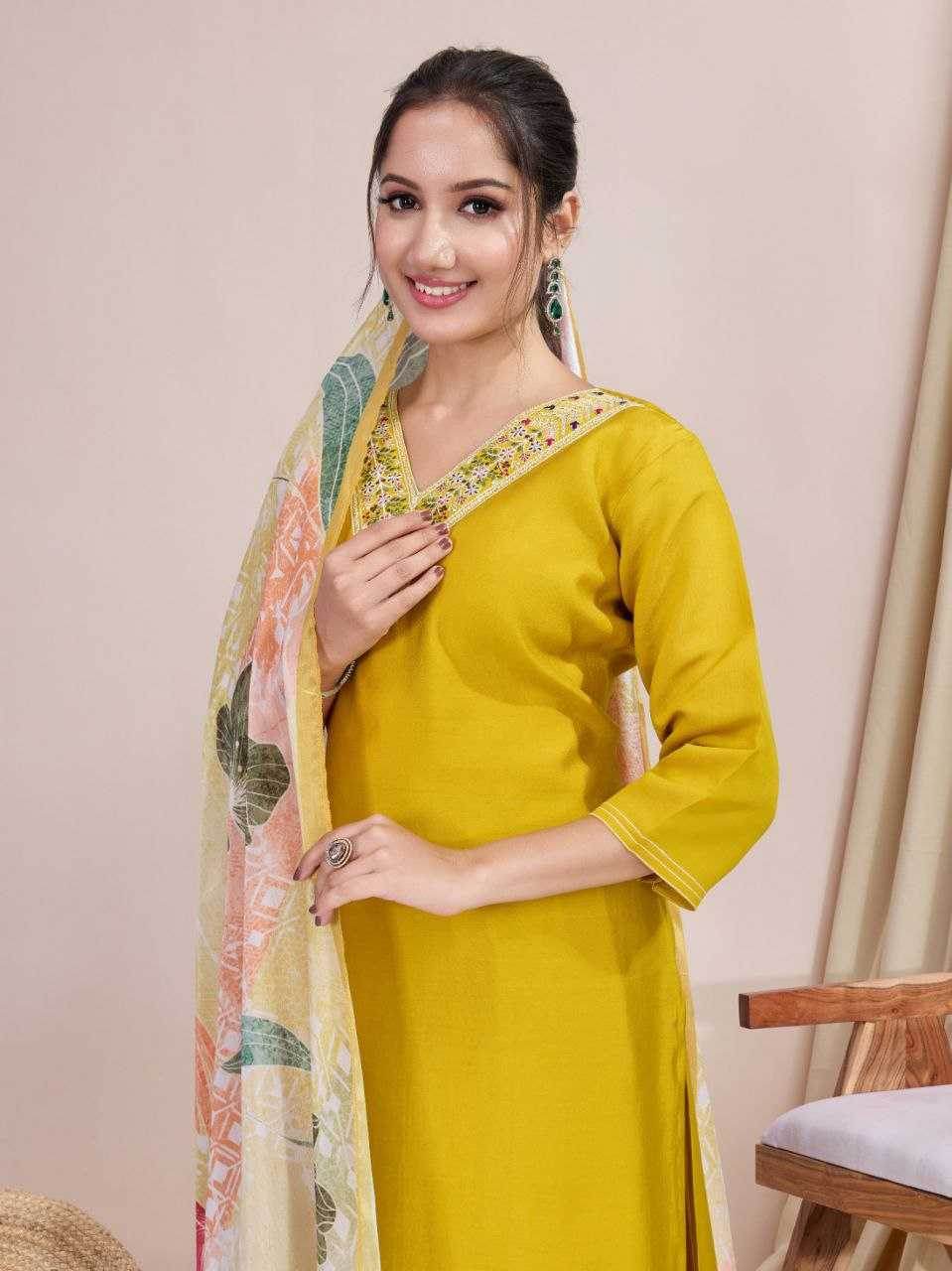 Chanderi Cotton Ladies Embroidery Suits - MYLUXURY LANE ENTERPRISE