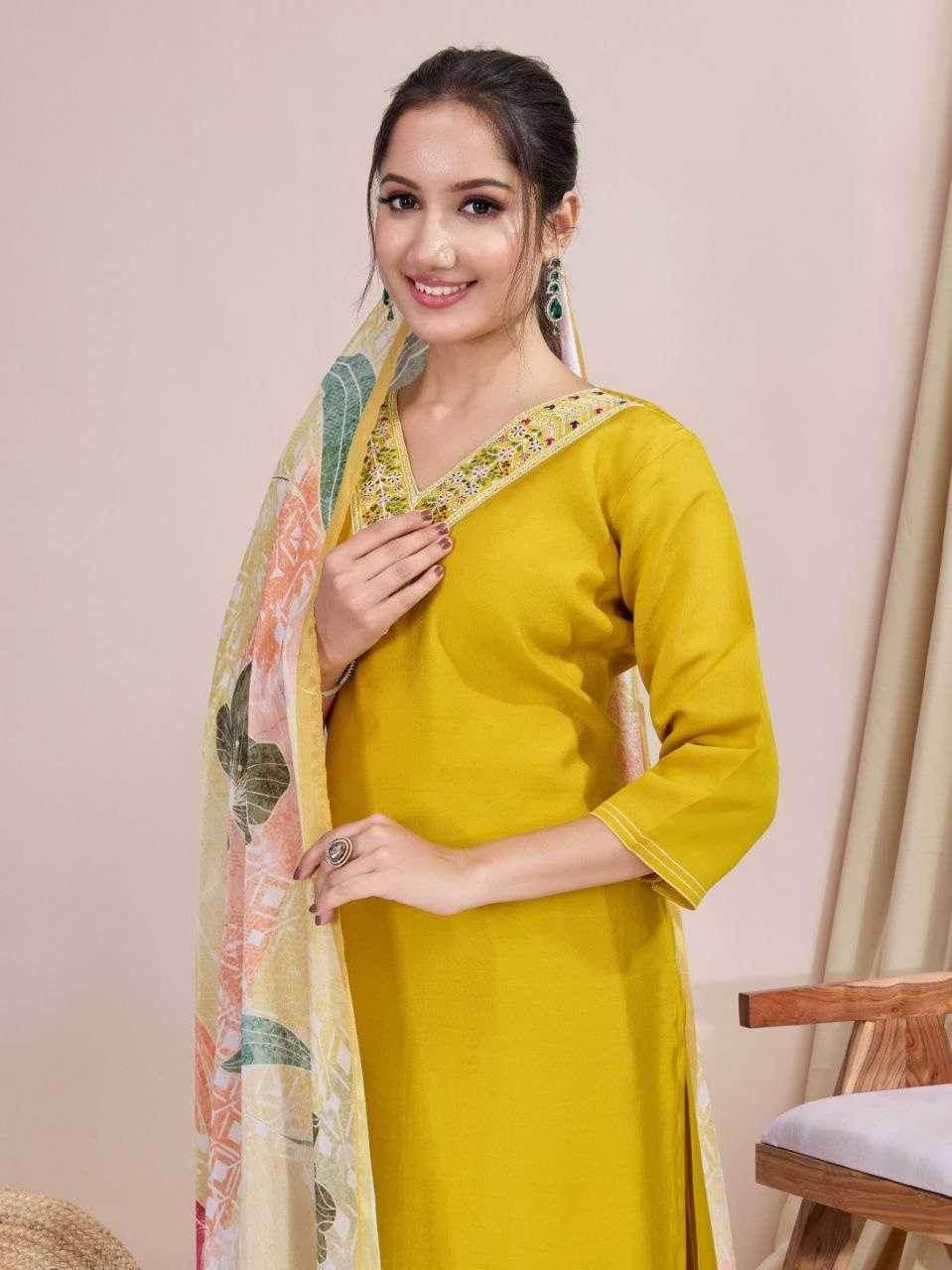 Chanderi Cotton Ladies Embroidery Suits - MYLUXURY LANE ENTERPRISE