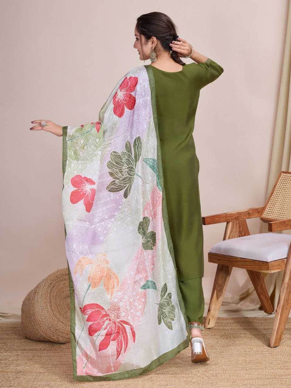 Chanderi Cotton Ladies Embroidery Suits - MYLUXURY LANE ENTERPRISE
