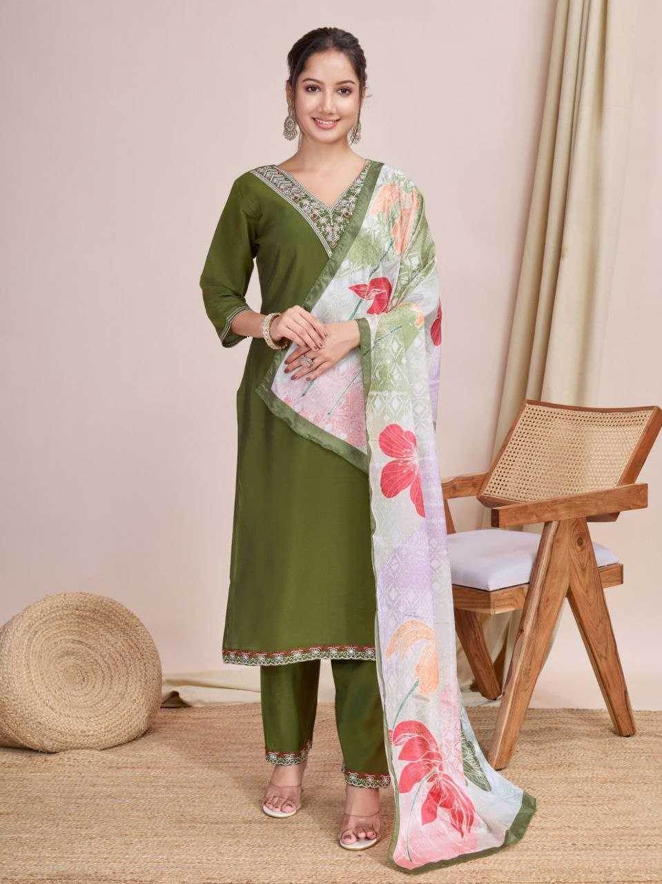 Chanderi Cotton Ladies Embroidery Suits - MYLUXURY LANE ENTERPRISE