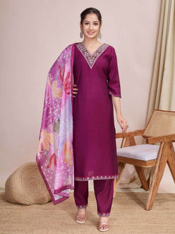 Chanderi Cotton Ladies Embroidery Suits - MYLUXURY LANE ENTERPRISE
