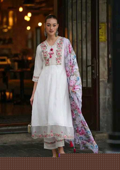 Chanderi Cotton Embroidered Kurti