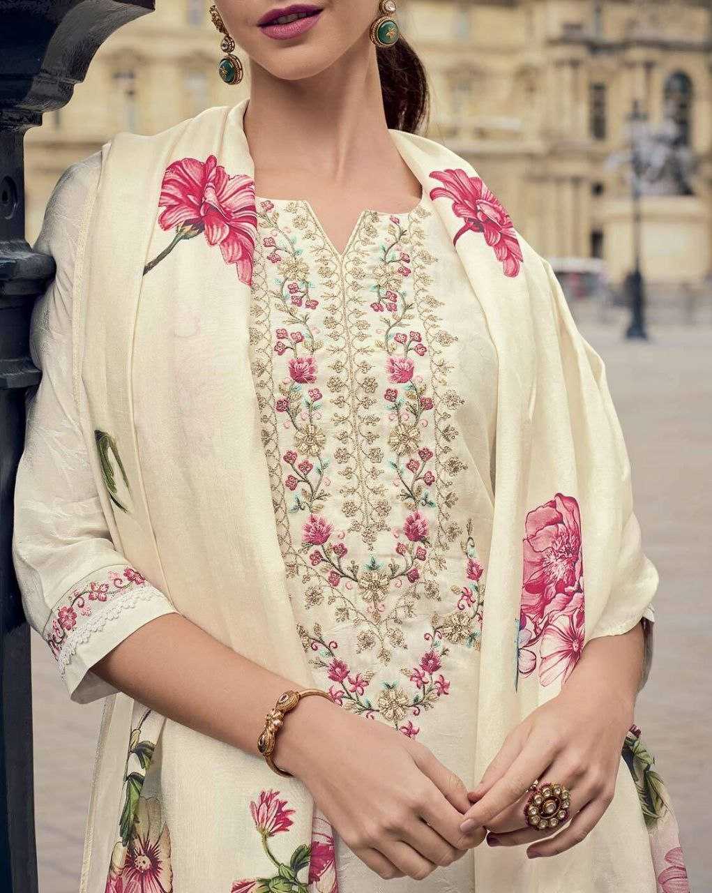 Chanderi Silk  Embroidery Party wear suit