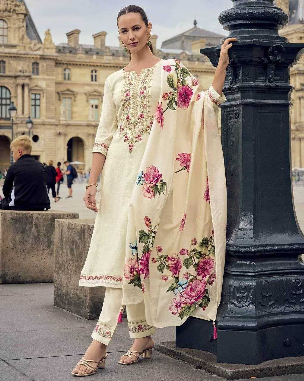 Chanderi Silk  Embroidery Party wear suit