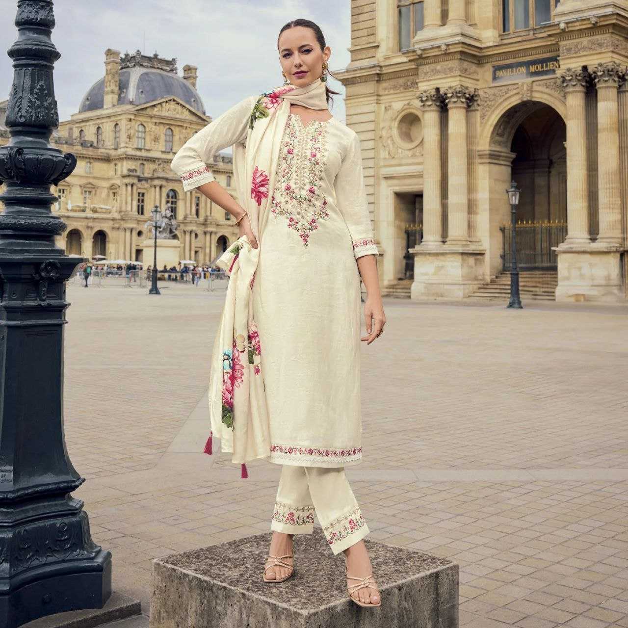 Chanderi Silk  Embroidery Party wear suit