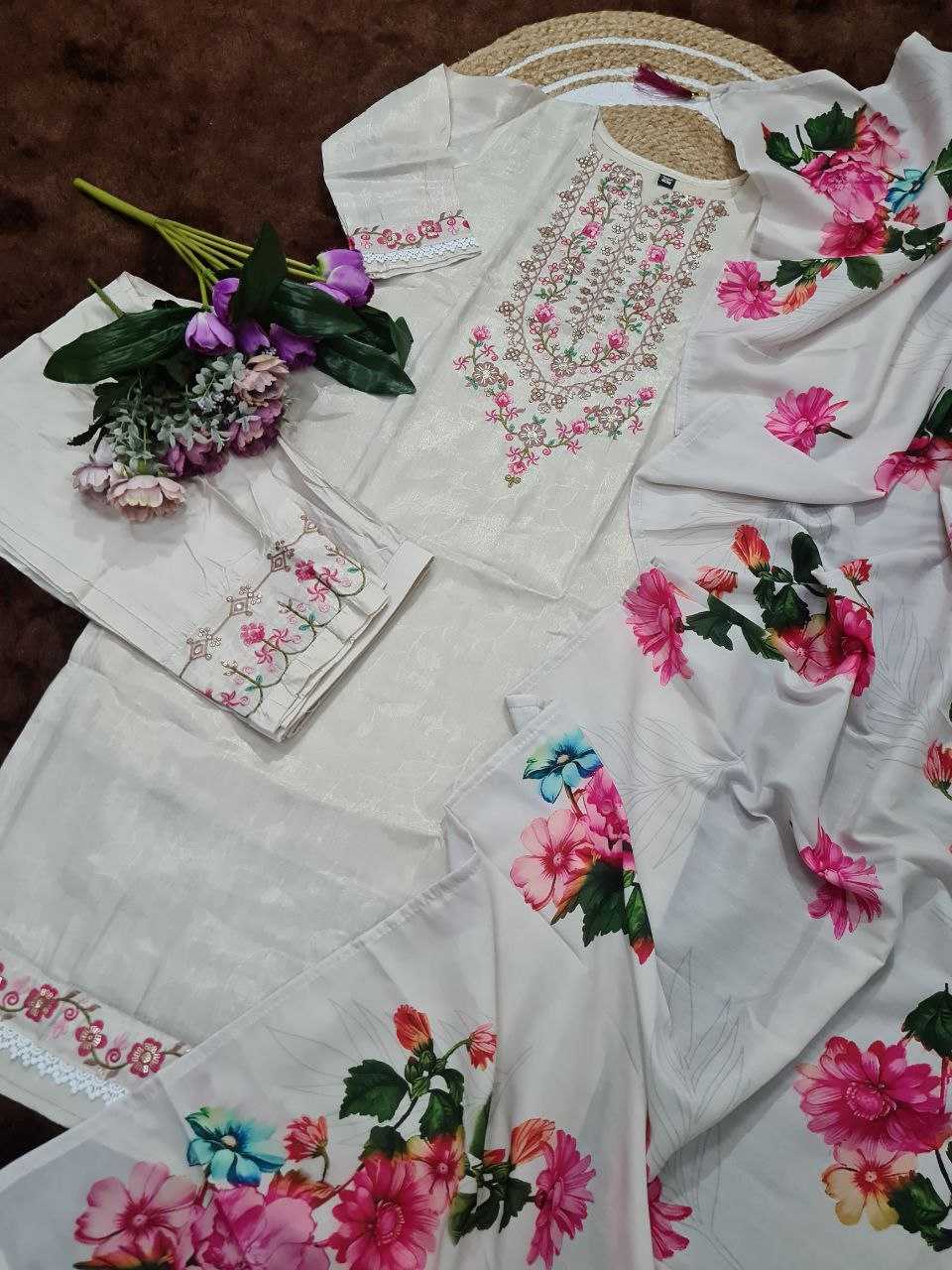 Chanderi Silk  Embroidery Party wear suit
