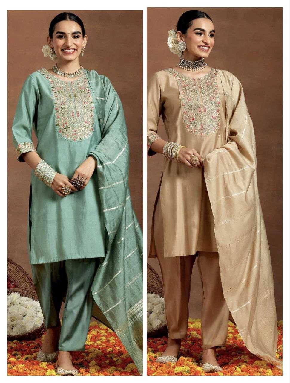 Chanderi Silk Embroidery Suit