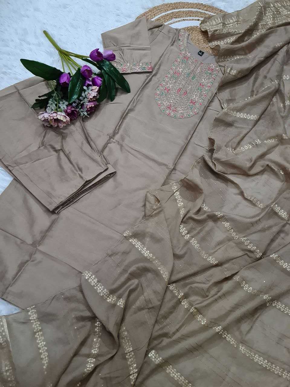 Chanderi Silk Embroidery Suit