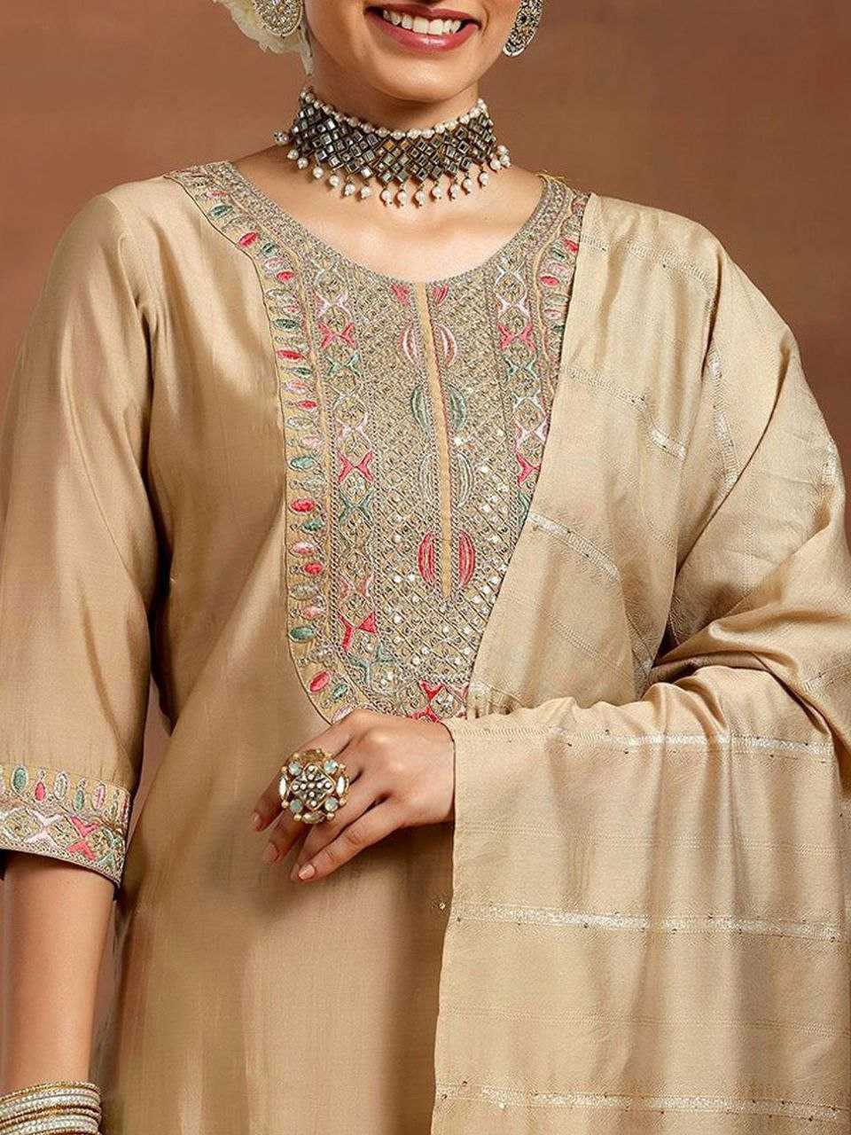 Chanderi Silk Embroidery Suit