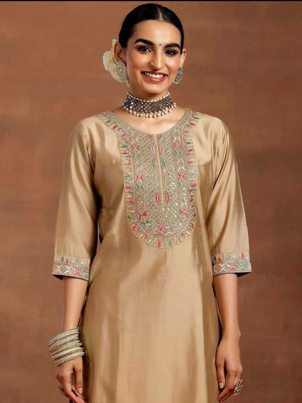 Chanderi Silk Embroidery Suit