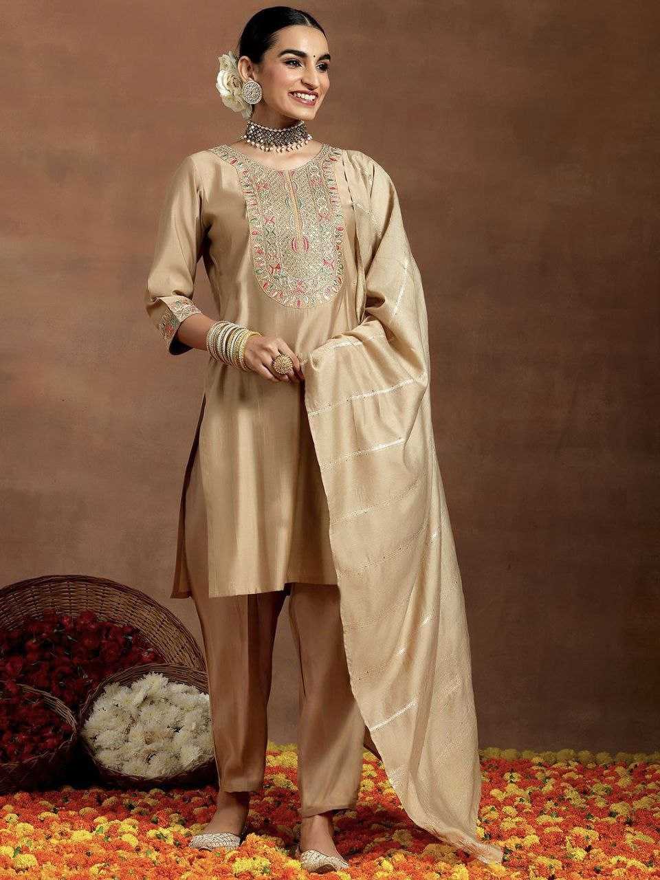 Chanderi Silk Embroidery Suit