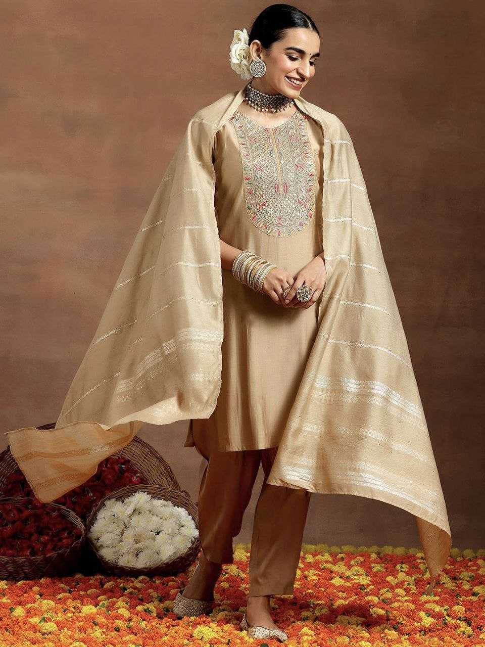 Chanderi Silk Embroidery Suit