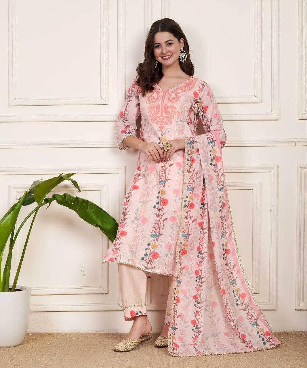 Chanderi Silk Suit - MYLUXURY LANE ENTERPRISE