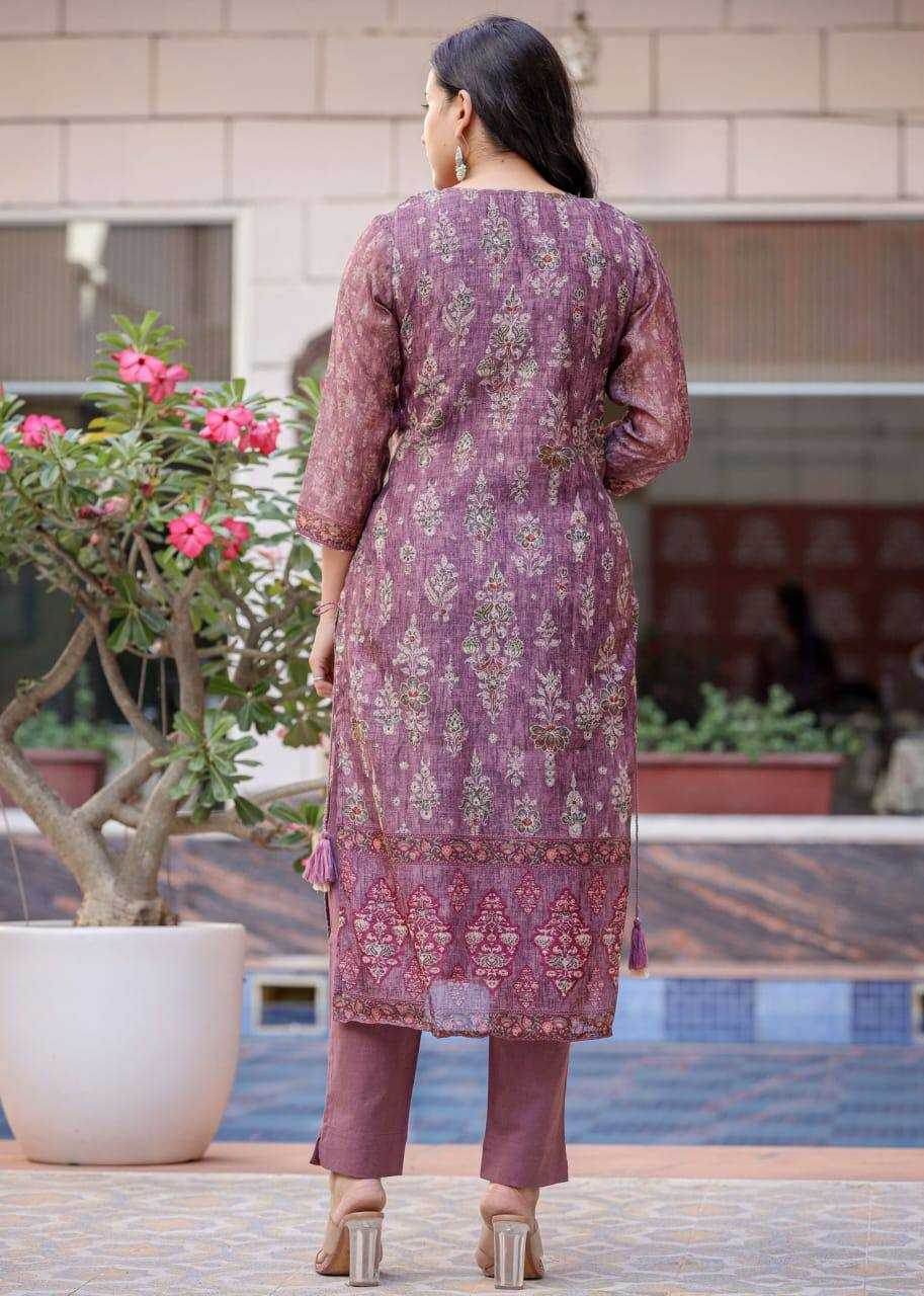 PRINTED CHANDERI LONG KURTI SUITS - MYLUXURY LANE ENTERPRISE