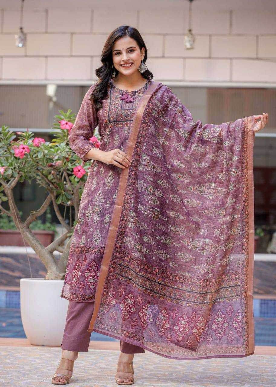 PRINTED CHANDERI LONG KURTI SUITS - MYLUXURY LANE ENTERPRISE