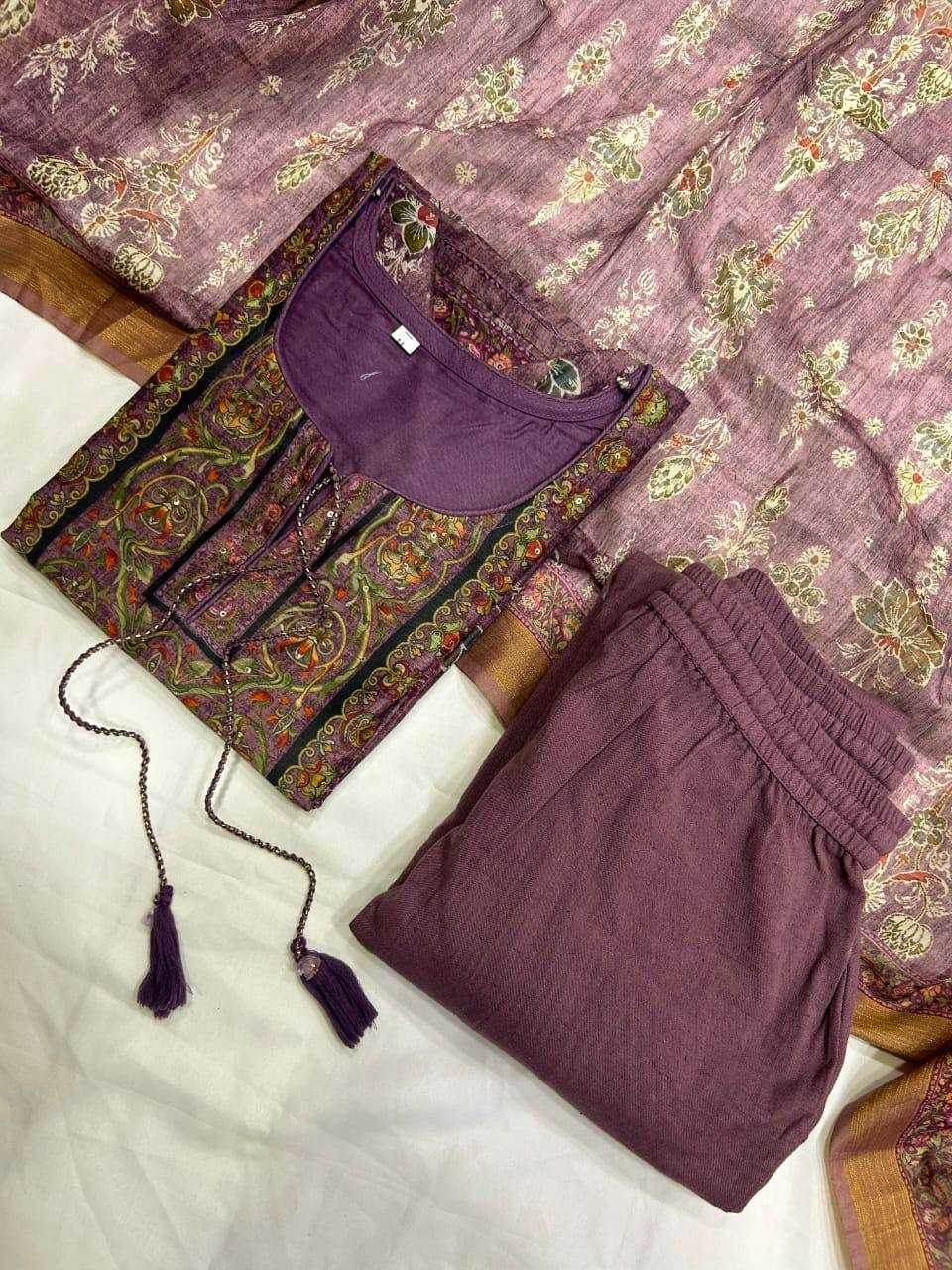 PRINTED CHANDERI LONG KURTI SUITS - MYLUXURY LANE ENTERPRISE