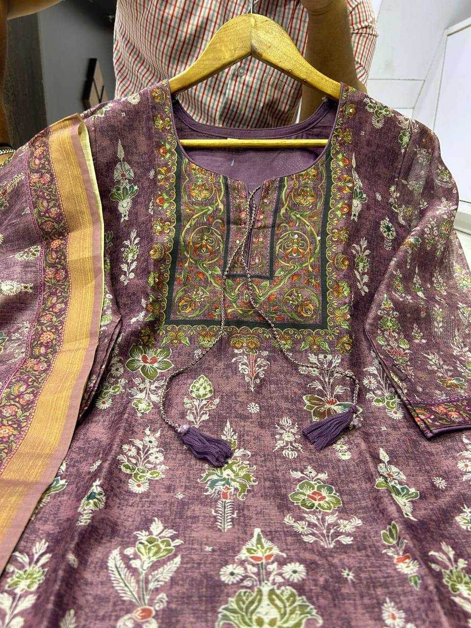 PRINTED CHANDERI LONG KURTI SUITS - MYLUXURY LANE ENTERPRISE