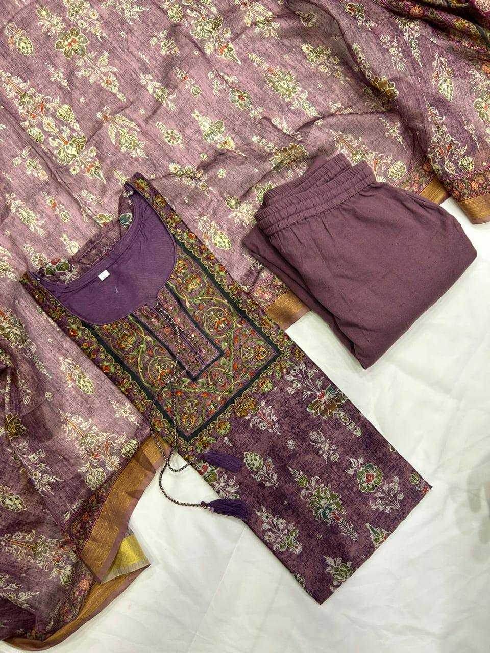 PRINTED CHANDERI LONG KURTI SUITS - MYLUXURY LANE ENTERPRISE
