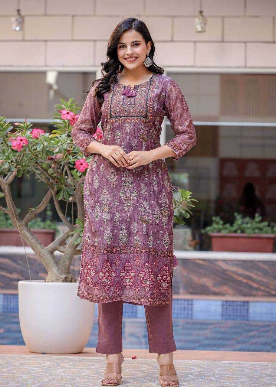 PRINTED CHANDERI LONG KURTI SUITS - MYLUXURY LANE ENTERPRISE