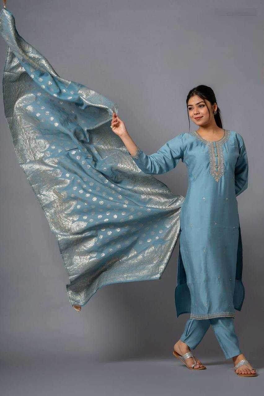 Chanderi Silk Ladies Suit - MYLUXURY LANE ENTERPRISE