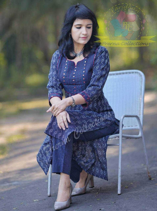 CHANDERI SILK MANSA WITH BOTTOM KURTI - MYLUXURY LANE ENTERPRISE