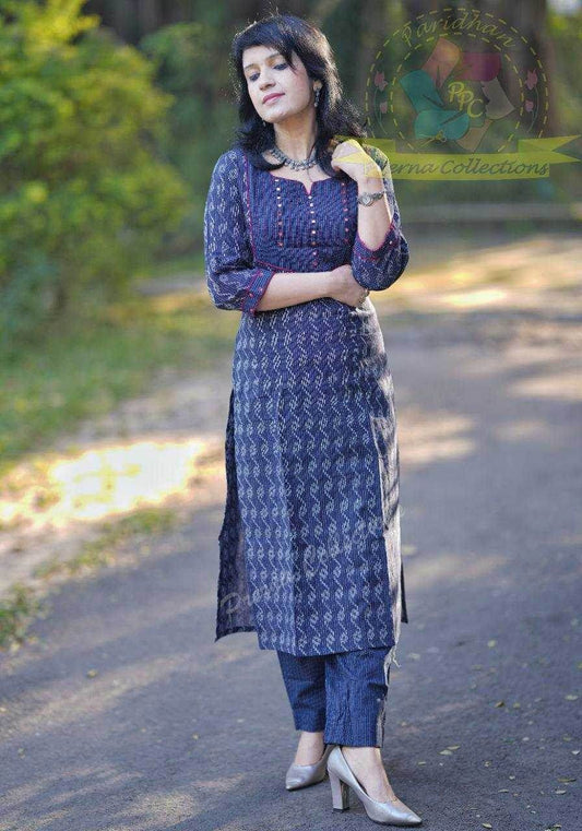 CHANDERI SILK MANSA WITH BOTTOM KURTI - MYLUXURY LANE ENTERPRISE