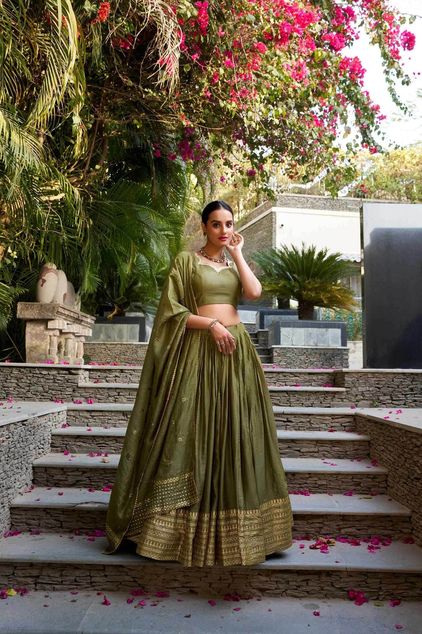 Elegant Chanderi Silk Work Lehenga for Special Occasions - MYLUXURY LANE ENTERPRISE