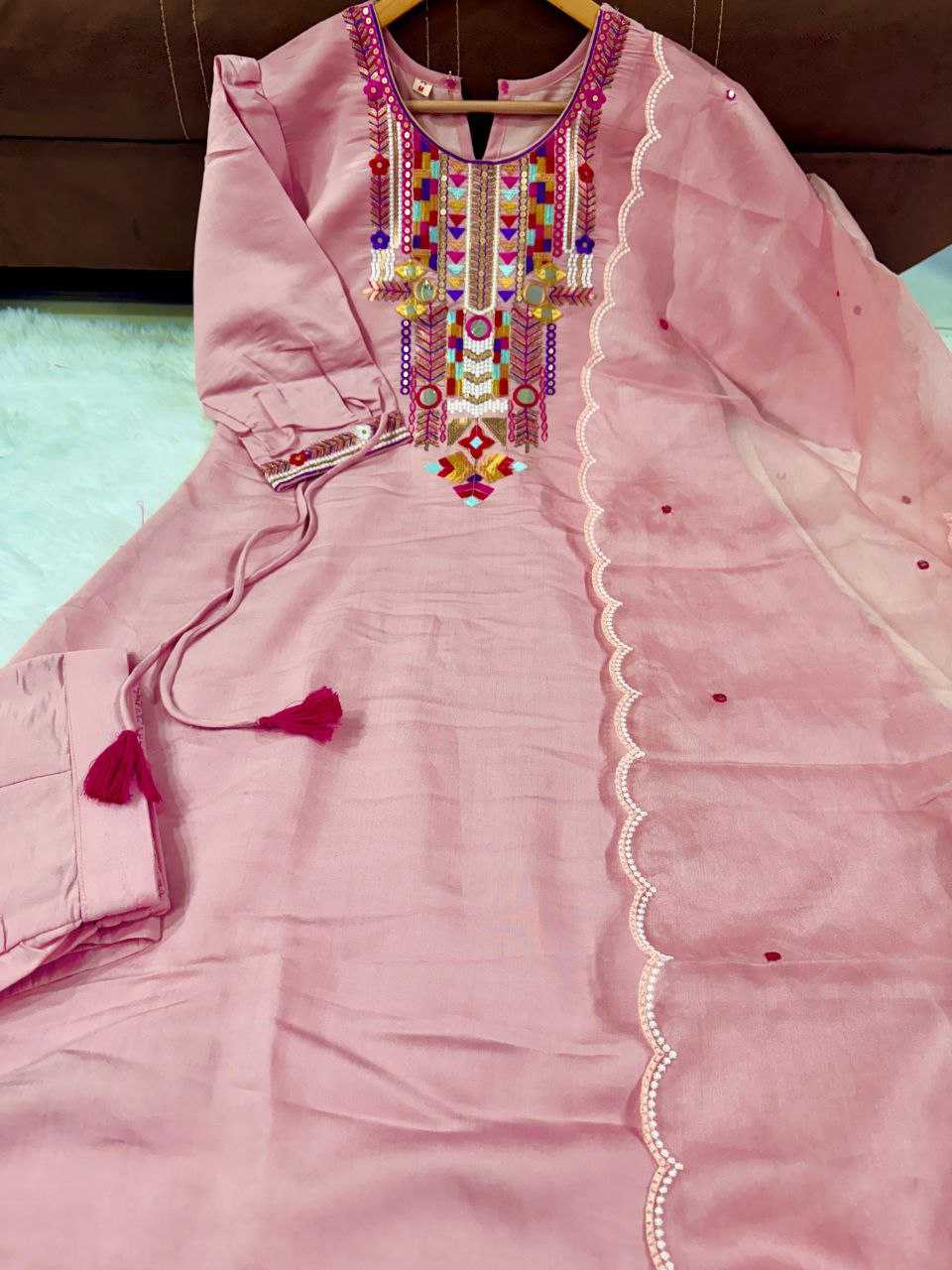 Chanderi Silk  Kurti Bottom With Dupatta