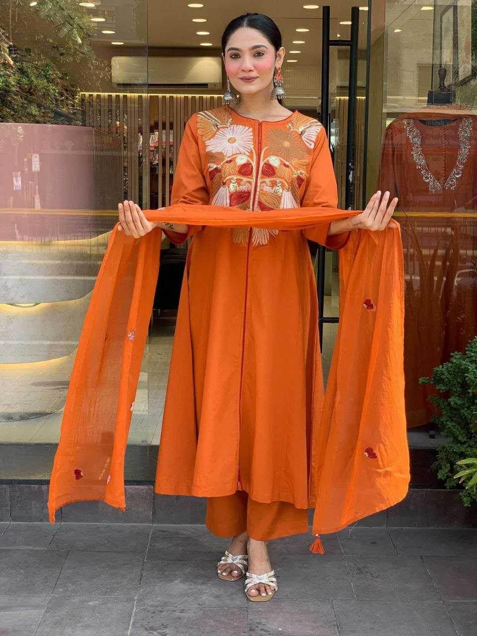 Chanderi Silk Embroidered dresse - MYLUXURY LANE ENTERPRISE