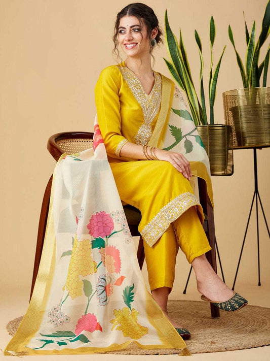 Chanderi Silk  Embroidered Kurti