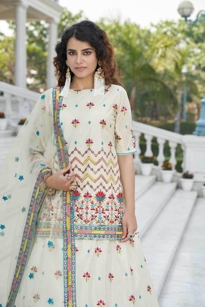 Chiffon Rajwada Embroidered Lehenga for Festive Elegance - MYLUXURY LANE ENTERPRISE